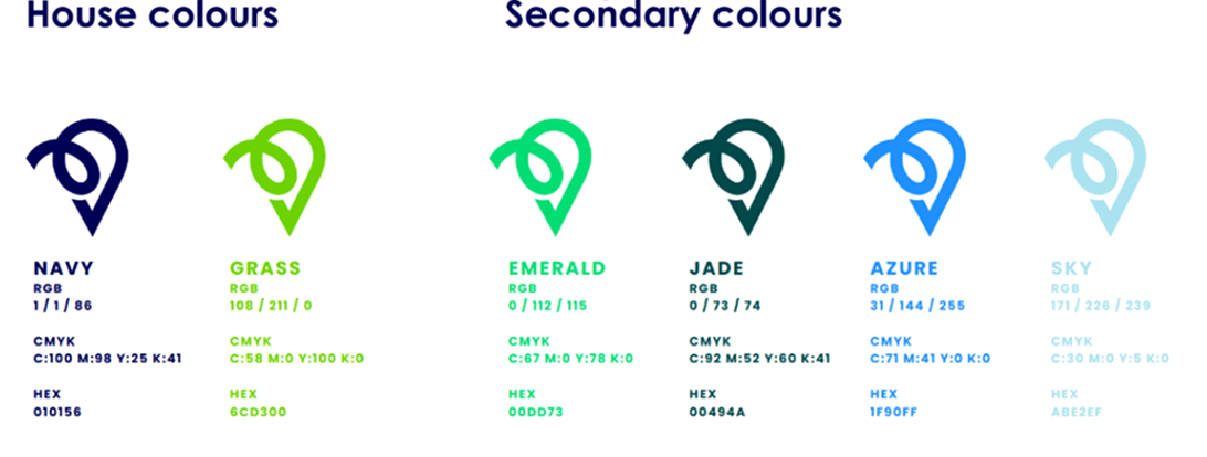 Make Me Local brand colours - Primary and Secondary colour palette