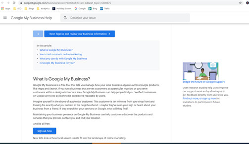 google my business sign up